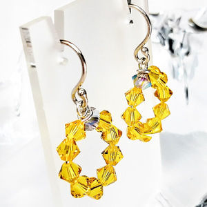 Christmas Wreath Earrings: Sunflower Crystal
